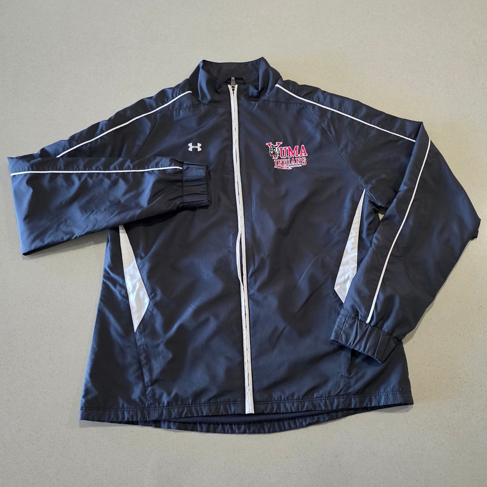 Under Armour Mens Yuma Indians Full Zip Windbreaker Jacket Black White Size M